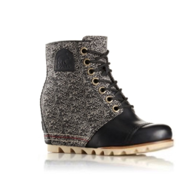 Sorel Joan‎ Of Arctic PDX Tweed Wedge Lexie Booties 8.5 Elevated Basic Academia - Picture 1 of 16
